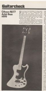 Gibson RD77 Artist Bass Guitar Info Article