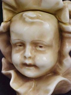 19thc VICTORIAN Porcelain Figural BABY FACE BOX French/Austrian?