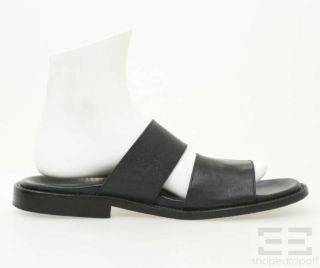 Battaglia Black Leather Double Strap Mens Sandals Size 44