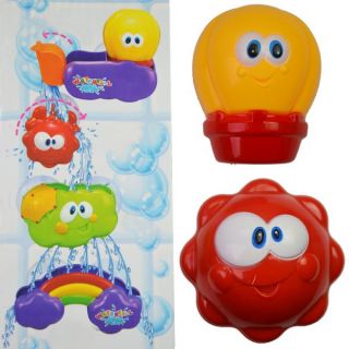 New Baby Kids Bath Toy Waterfall Rainbow Set Water Poured Suction Cups 