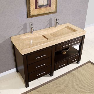     Modern Double Trough Sink Bathroom Vanity Cabinet Bath Furniture