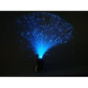 Blue Fiber Optic Battery Operated LED Flower Lamp Chrome Base