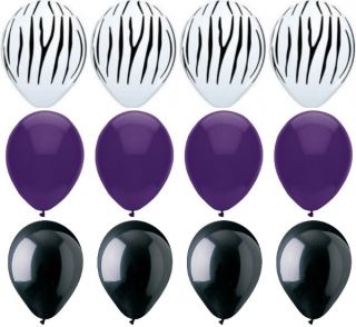   Black Stripes Royal Purple Latex Helium Princess 11 Balloons