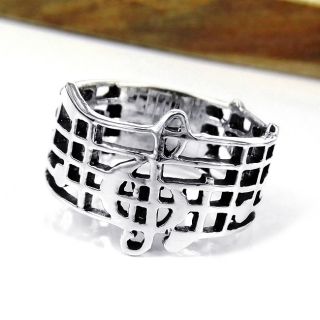   band 925 silver ring 9 rings plain musical note notes band 925 silver