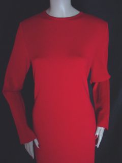 St John Venetian Red Milano Knit Dress Sz 14 Fitted Versatile