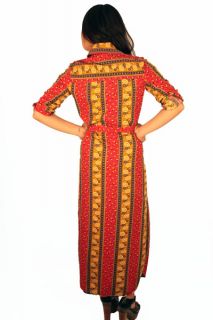 Vtg 70s Geoffrey Beene Bazaar Boho Floral Maxi Dress S