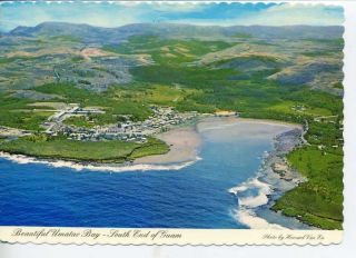 Umatac Bay Island of Guam Aerial View Postcard Inarjan Village 