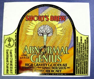 Shorts Brew Abnormal Genius Beer Label MI 25 6oz Sticker