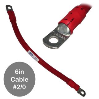 AWG 2 0 Red Battery Interconnect Cable 6  with 3 8  Lugs