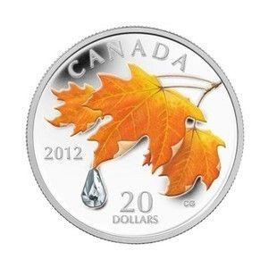 Canada 2012 $20 Coin Sugar Maple Crystal Raindrop Silver RCM Sold Out 