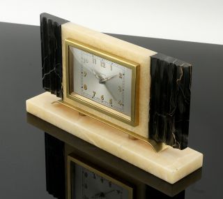 PUREST ART DECO   MACHINE AGE BAYARD DESK TABLE ALARM CLOCK FINEST 