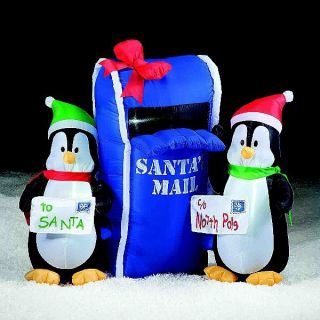 NEW GEMMY AIRBLOWN INFLATABLE CHRISTMAS penguins mailbox YARD DECOR 