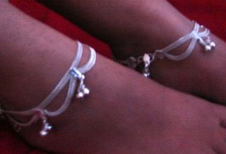   Pair Silver Bells Anklet Ankle Bracelet Indian ATS Jewelry