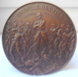 Vintage JG Allouary Bronze Medal 1914 Battle of The Yser Belgium 
