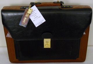 Belle Rose Black Brown Womans Faux Leather Briefcase