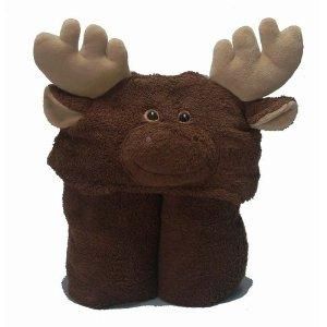 Moose Hooded Bath Towel Kids Cotton NEW 27 X 54 Brown Tan Antlers