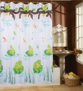 Brand New Lovely Pond Frog Bathroom Fabric Shower Curtain Waterproof 