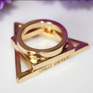   Punk Gold Plated Round Square Triangle Rings 3 Pieces Set