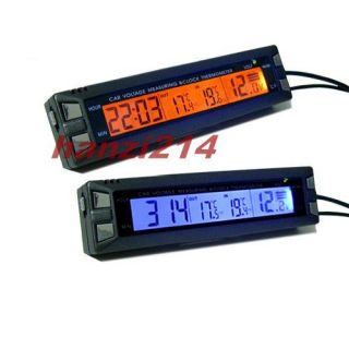 Car Thermometer Backlight Clock Battery Voltage Alarm