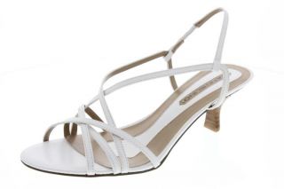 Bandolino New Endall White Leather Strappy Heels Slingback Sandals 