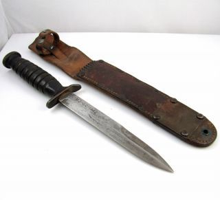 WWII  M3 TRENCH KNIFE WITH RARE W/ ORIGINAL M6 SCABBARD  E BAX