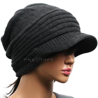 New Chic Unisex Brim Beanie Visor Hats Mens Womens Winter Top Cap B29 