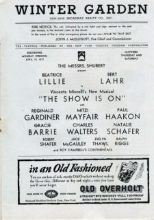 show is on playbill bert lahr beatrice lillie 1937