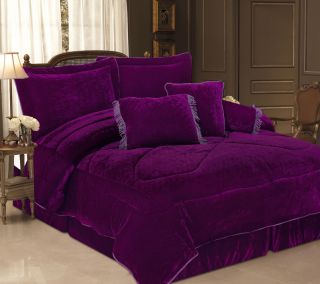 8pcs Twin Purple Velvet Bedding Bed in A Bag Set