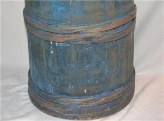 Antique Country Primitive Wooden Butter Churn 19th Century Shaker Blue 