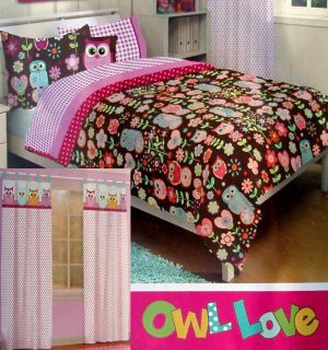   Pink Floral Twin Comforter Sheets Drapes 5pc Bedding Set New