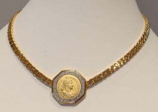 Stunning Vtg Ben Amun Ancient Roman Coin Rhinestone Choker Necklace 