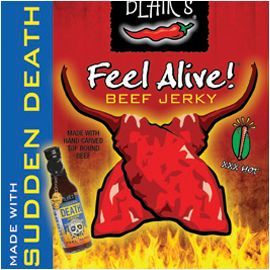 Blairs Beef Jerky Made with Sudden Death Hot Sauce