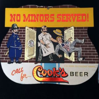 Vintage Beer Sign   CALL For COOKS Beer/No Minors Served   Evansville 