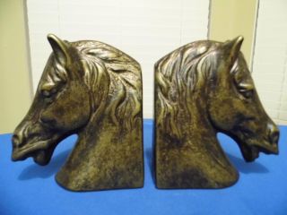 made in italy horse head antique brass bookends