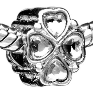 Pugster Clover Silver Tone Charm Bead for Bracelet A73