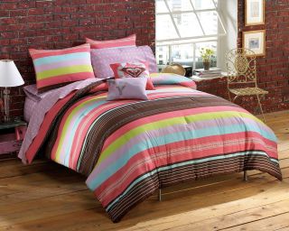 roxy summer stripe twin xl bed in a bag toss pillows