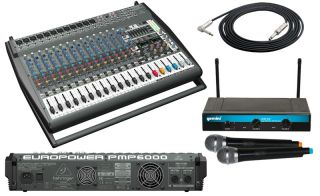 Behringer PMP6000 Pro Audio DJ Powered 1600W 20CH Mixer $300 UHF Mic 