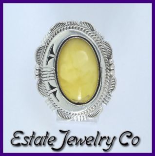 Bennie Ration Sterling Silver Amber Navajo Indian Ring