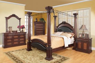 Grand Prado Queen Bedroom Collection Poster Scrolled Top Cherry 5 