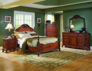 Fabulous 5 Piece King Panel Bed Bedroom Furniture Set