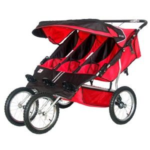 new bebelove red triple jogging stroller