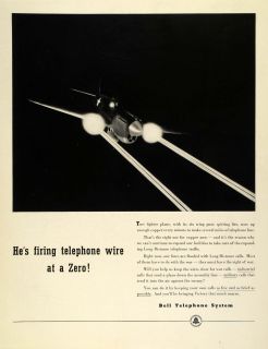 1942 Ad Bell Telephone Long Distance Military Calling WWII Airplane 