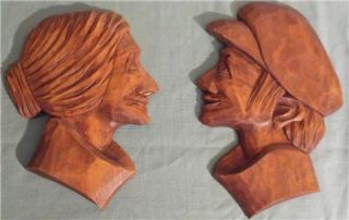 vintage relief carved wood heads georges beauregard