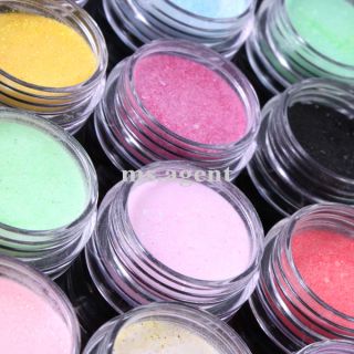 18 Color Nail Art Acrylic Powder Glitter for Acrylic Liquid Pen Cup 
