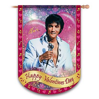 Elvis Happy Valentines Day Indoor Outdoor Decor Flag