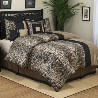 Bed in A Bag Bedding Comforter 8 Piece Set Brown Cheetah Beige Black 