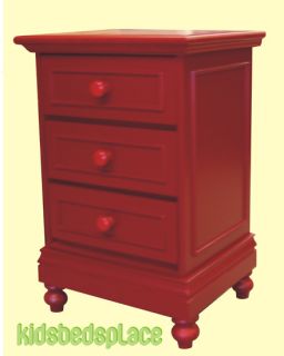 NEW POTTERY NIGHTSTAND RED FINISH THREE DRAWERS BEDSIDE TABLE