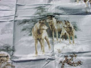   Lodge Wild Wolf Wolves Cabin King Size Bed 4P Sheet Set Bedding