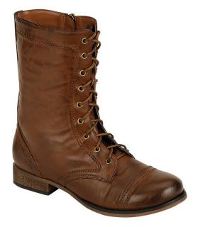 Women¡¯s Mid calf combat boot with distressed upper material