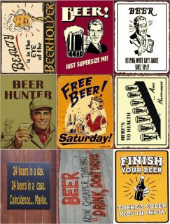Old Funny Beer Signs Collectible Magnets Set of 9 New